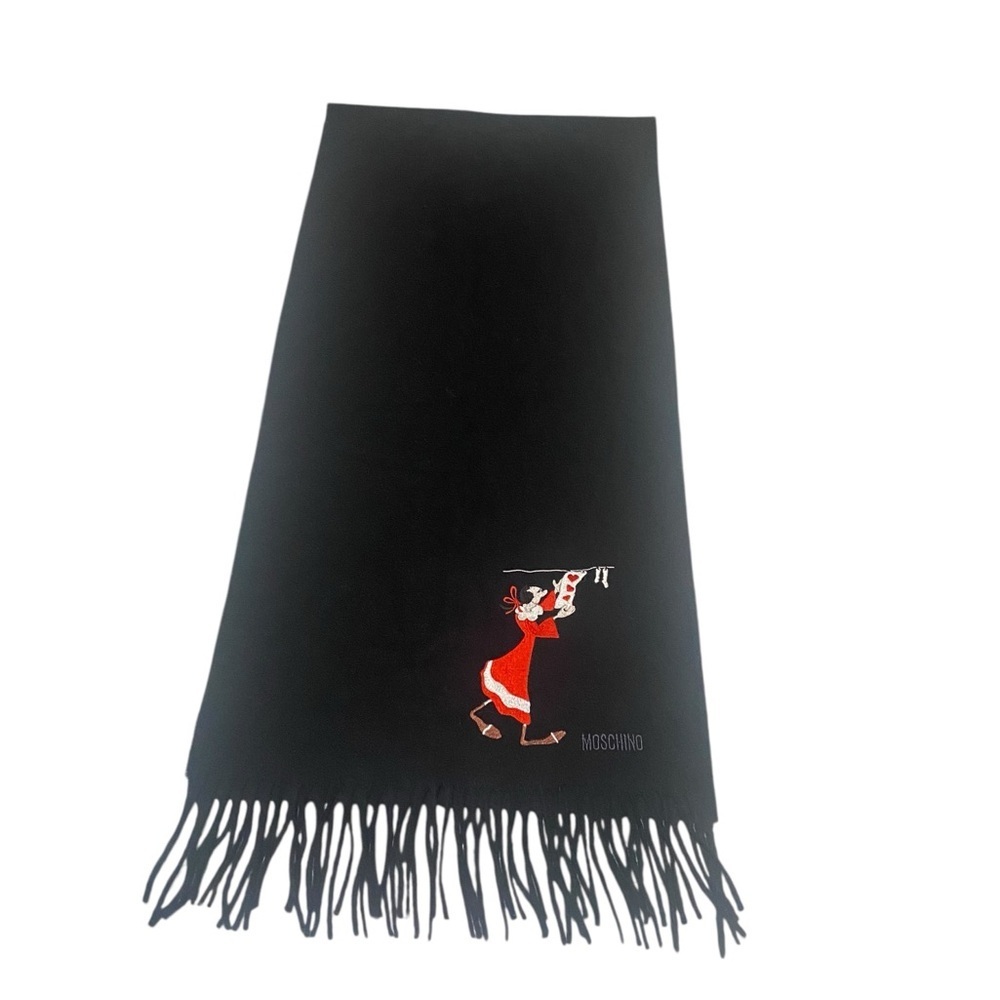 Moschino Black Scarf with Red Design
